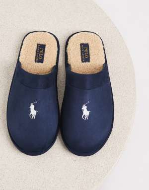 Polo Ralph Lauren Klarence slipper with icon logo in navy