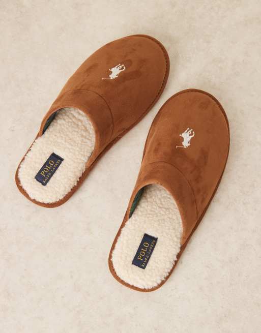 Polo Ralph Lauren Klarence slipper with icon logo in tan, 3 of 4