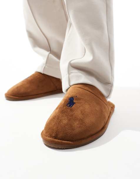 Polo Ralph Lauren Klarence slippers with icon logo in tan - view 1