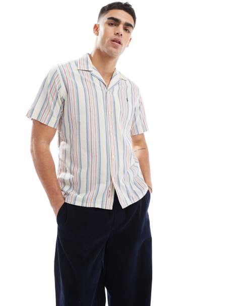 Polo Ralph Lauren - Klassiek oversized gestreept overhemd van Chambray met korte mouwen en icoonlogo in wit/roze - view 1