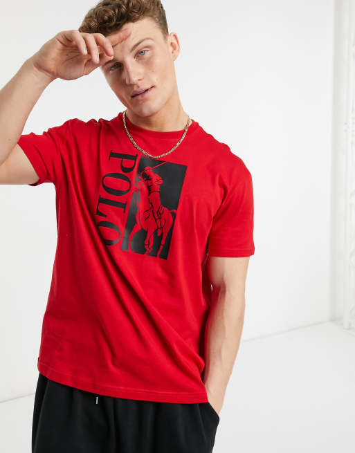 Polo Ralph Lauren Klassisches Oversize T Shirt Mit Rechteckigem Polospieler Logo Vorn In Rot