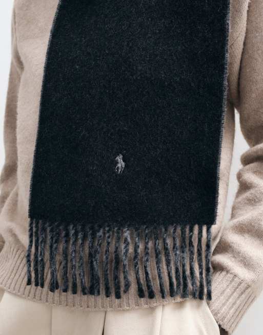 Polo Ralph Lauren klassisk tørklæde i eksklusiv uldblanding med logo i sort, 2 af 3