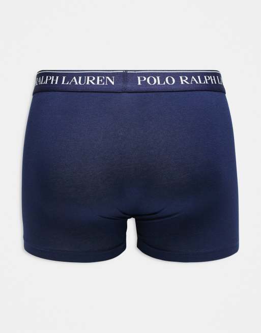 Polo Ralph Lauren klassiska 5-pack trunks med loggkant i marinblått, 3 av 3