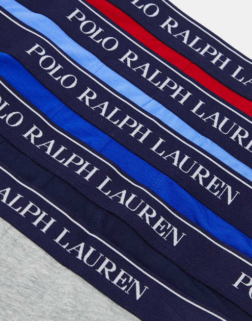 Polo Ralph Lauren klassiska 5-pack trunks med loggoband i blå multi, 3 av 4