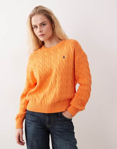 Polo Ralph Lauren - Klementinorange kabelstrikket trøje i bomuld - view 1