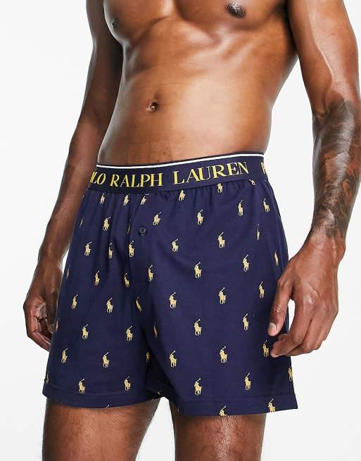 Polo Ralph Lauren knit boxer short in navy with all over pony logo | ASOS