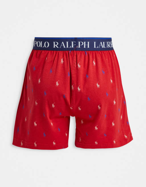 Polo Ralph Lauren knit boxers with all-over pony logo in red | ASOS