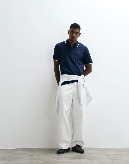 Polo Ralph Lauren knit half-zip standard fit polo in navy, 3 of 5