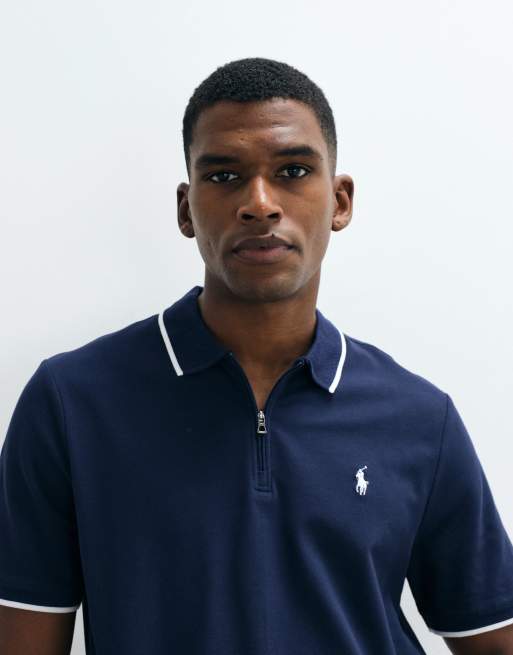 Polo Ralph Lauren knit half-zip standard fit polo in navy | ASOS