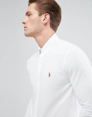 ralph lauren knit oxford shirt white