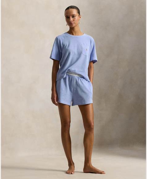 Polo Ralph Lauren Knit oxford short sleeve tee and boxer set in blue - view 1