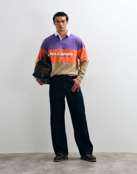 Polo Ralph Lauren knit rugby polo purple, orange and beige - view 1