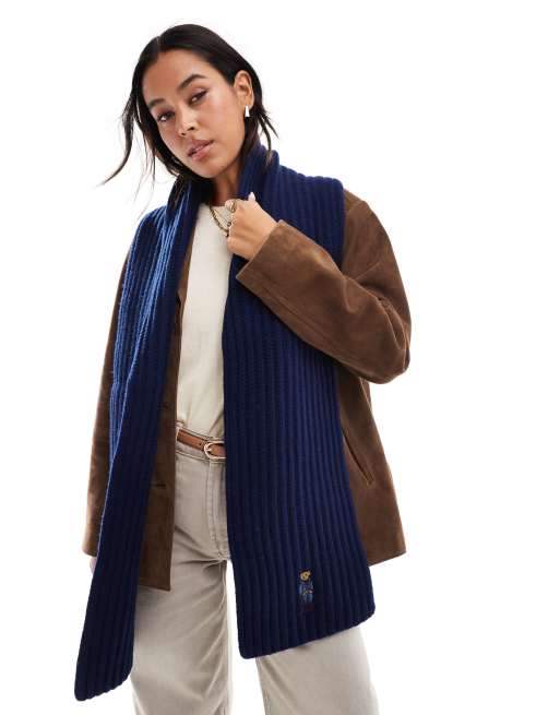 マフラー・ストール Polo Ralph Lauren Navy Blue Wool Polo Bear Scarf Polo Ralph Lauren Men's Holiday Bear Scarf - Macy's