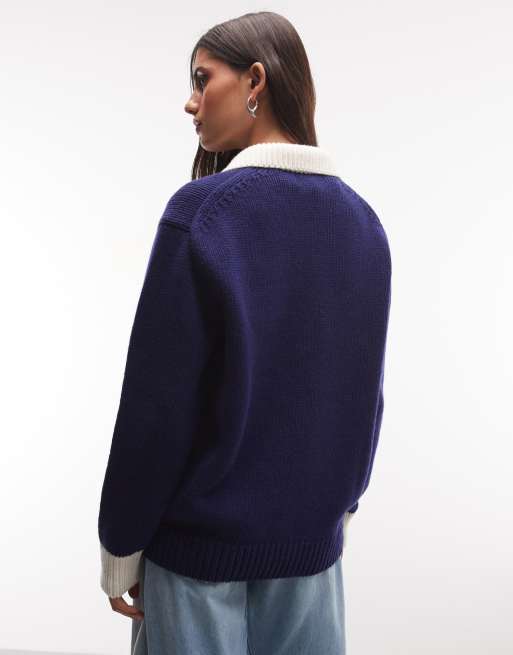 Polo Ralph Lauren knitted large pony rugby in navy, 4 of 4