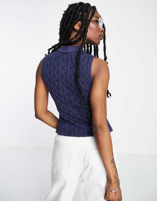 Polo Ralph Lauren knitted sleeveless polo in navy | ASOS