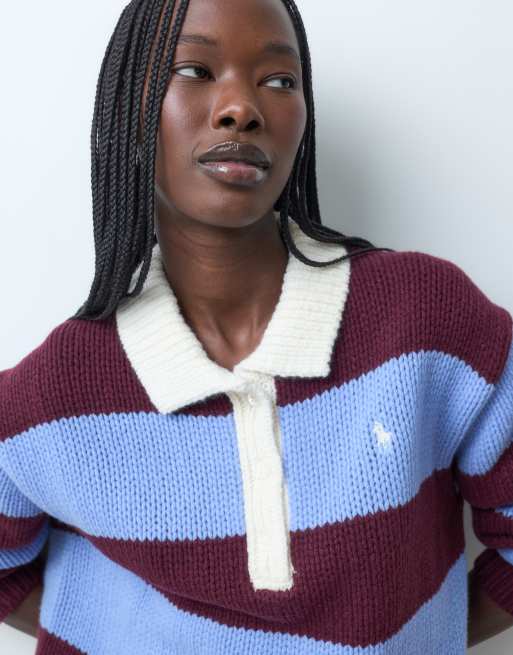 Polo Ralph Lauren knitted striped rugby in navy, 5 of 5