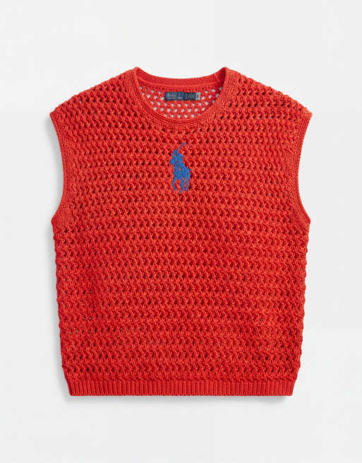 Polo Ralph Lauren knitted vest pullover in red, 5 of 7