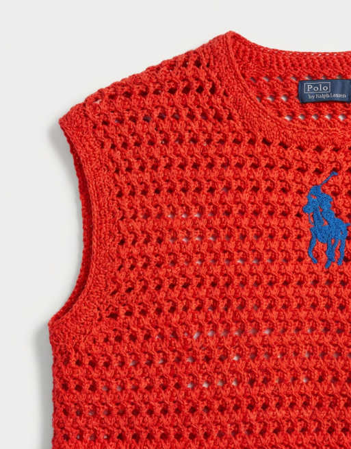 Polo Ralph Lauren knitted vest pullover in red, 7 of 7