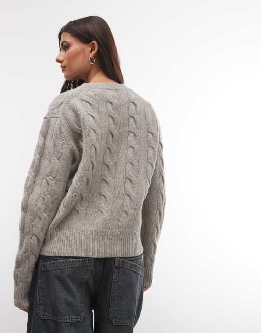 Polo Ralph Lauren knot print sweater in light grey, 3 of 4