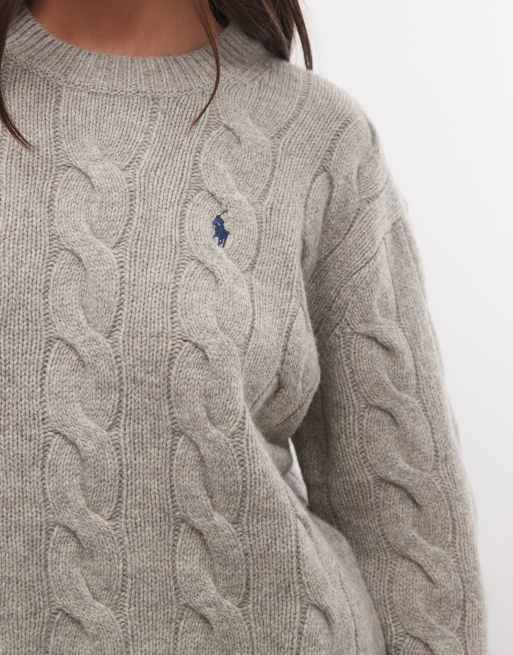 Polo Ralph Lauren knot print sweater in light grey, 4 of 4
