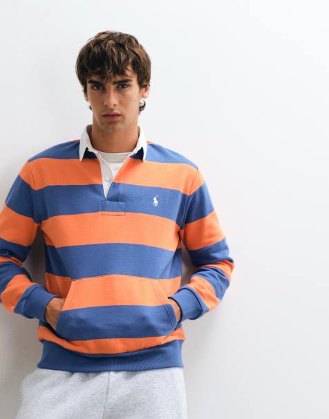 Polo Ralph Lauren koszulka rugby z logo misia w kolorze pomarańczowym i niebieskim - view 1