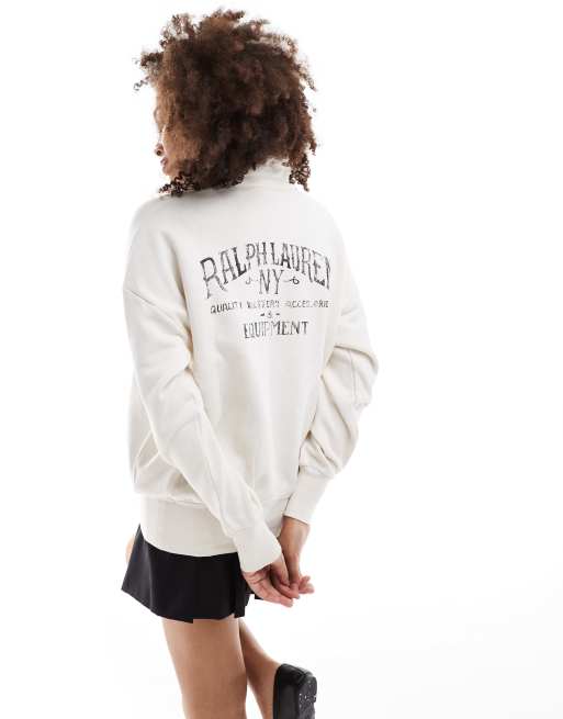 Polo Ralph Lauren – Krämvit rugbytröja med vintagelogga