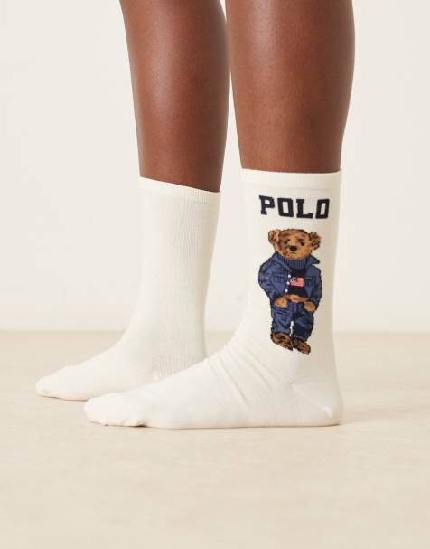 Polo Ralph Lauren – Krämvita strumpor med björnlogga - view 1