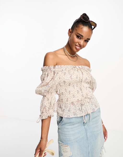 Polo Ralph Lauren – Kremowa bluzka w kwiatowy wzór w stylu boho