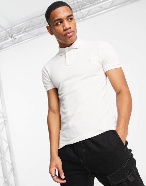 Polo Ralph Lauren – Kremowa koszulka polo o dopasowanym kroju z piki z logo