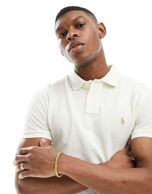 Polo Ralph Lauren – Kremowa koszulka polo o dopasowanym kroju z piki z logo