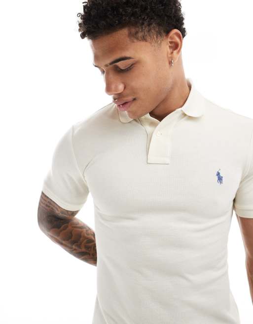 Polo Ralph Lauren – Kremowa koszulka polo o dopasowanym kroju z piki z logo