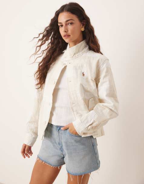 Polo Ralph Lauren contrast patch jacket in white and cream