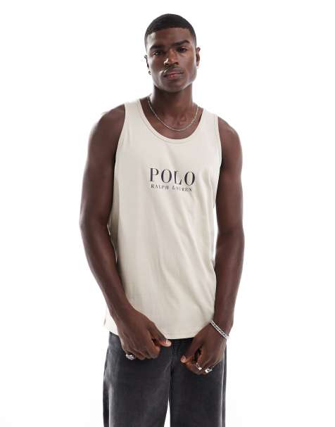 Polo Ralph Lauren – Kremowy domowy podkoszulek z napisem z logo na piersi - view 1