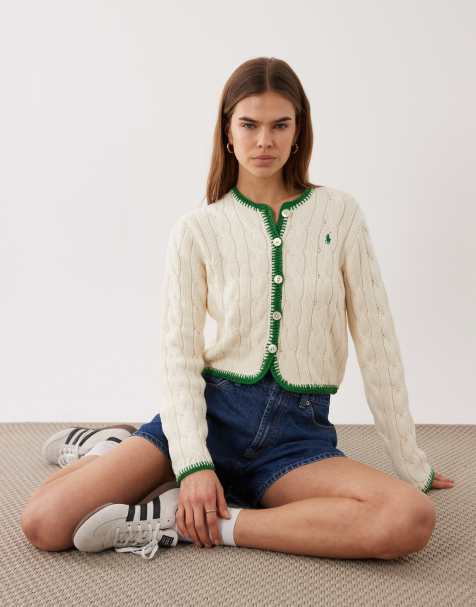 Polo Ralph Lauren – Kremowy kardigan z kontrastowym wykończeniem - view 1