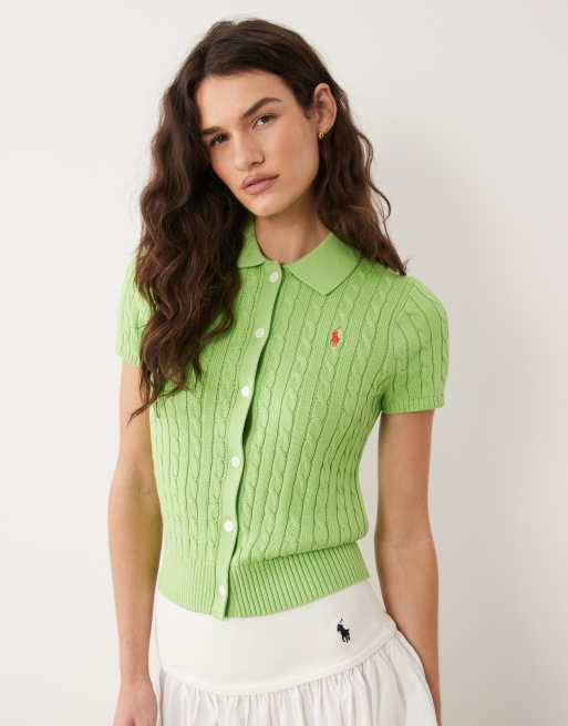 Polo Ralph Lauren – Kurzärmlige Strickjacke in Grün, 3 von 4
