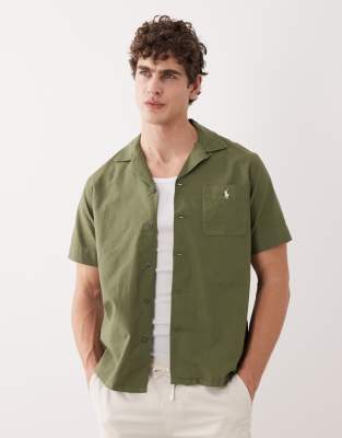 Polo - Kurzärmliges Hemd aus Baumwolle in Khaki-Grün Grün L