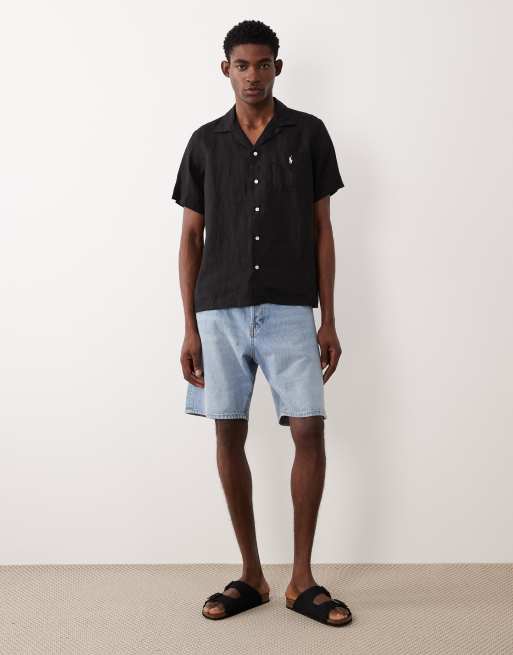 Polo Ralph Lauren – Kurzärmliges Hemd aus Leinen in Schwarz mit Logo, 2 von 5