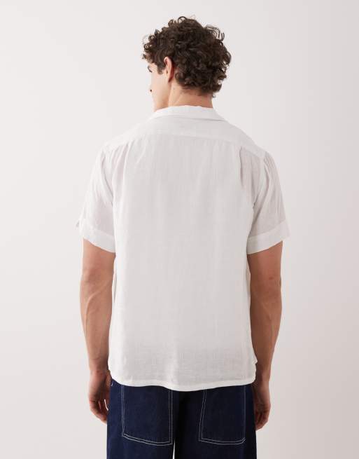 Polo Ralph Lauren – Kurzärmliges Hemd aus Leinen in Weiß mit Logo, 3 von 5
