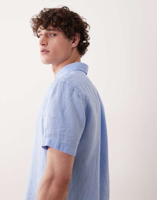 Polo Ralph Lauren – Kurzärmliges Leinenhemd in Blau mit Markenlogo, 2 von 5