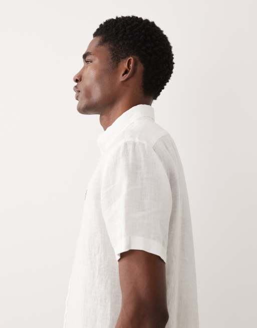 Polo Ralph Lauren – Kurzärmliges Leinenhemd in Weiß mit Markenlogo, 4 von 5