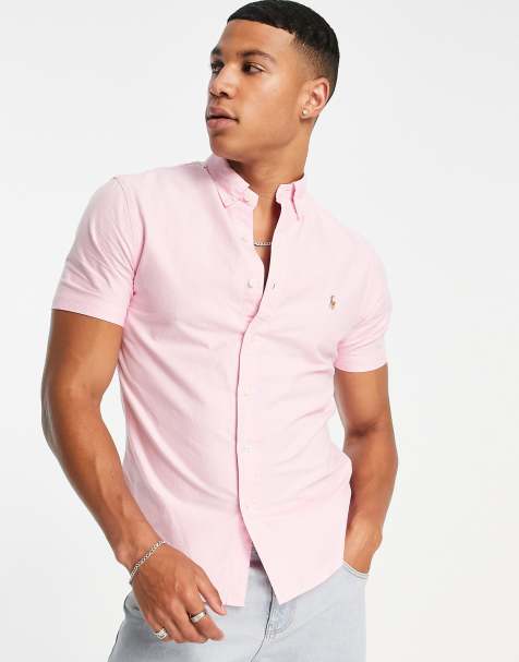 Polo Ralph Lauren – Kurzärmliges Oxford-Hemd in Rosa mit schmalem Schnitt und Markenlogo - view 1