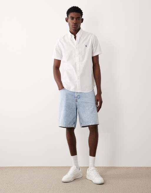 Polo Ralph Lauren – Kurzärmliges Seersucker-Hemd in Weiß mit Pony-Logo, 2 von 5