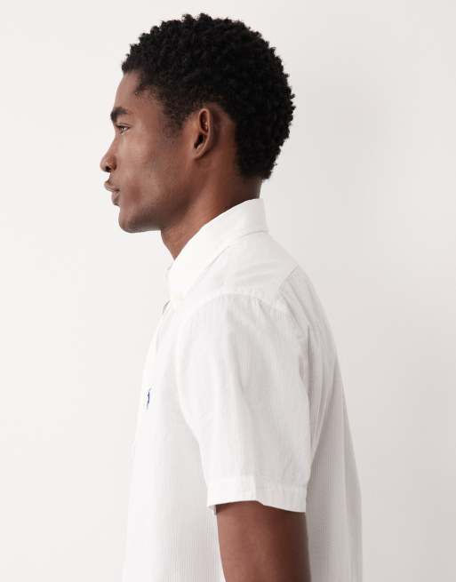 Polo Ralph Lauren – Kurzärmliges Seersucker-Hemd in Weiß mit Pony-Logo, 4 von 5