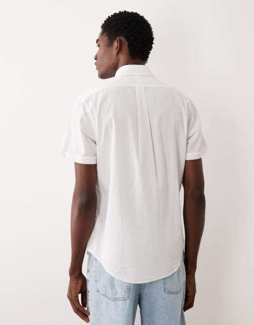 Polo Ralph Lauren – Kurzärmliges Seersucker-Hemd in Weiß mit Pony-Logo, 5 von 5
