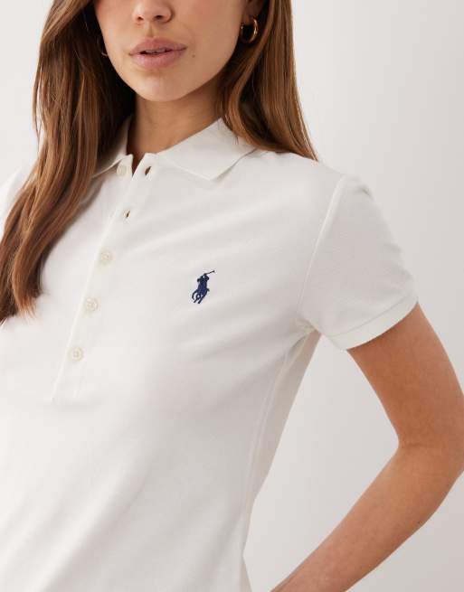 Polo Ralph Lauren – Kurzärmliges Slim-Fit-Polohemd in Weiß, 3 von 4