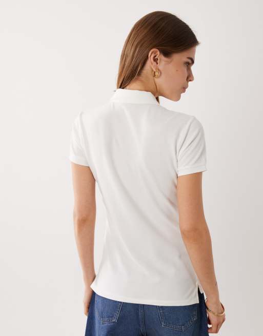 Polo Ralph Lauren – Kurzärmliges Slim-Fit-Polohemd in Weiß, 4 von 4