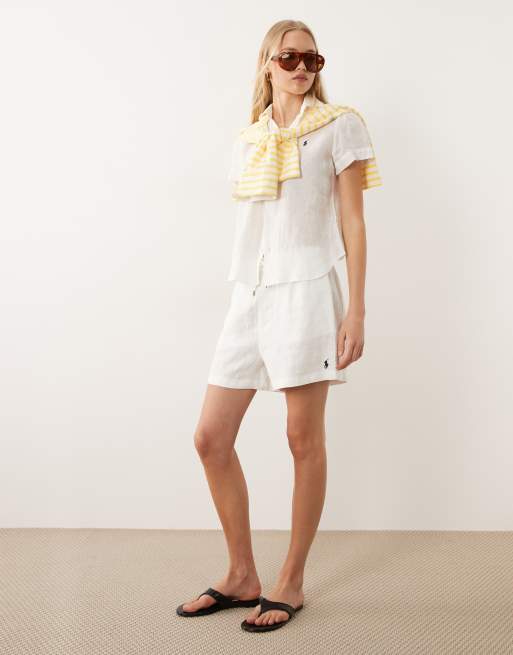 Polo Ralph Lauren – Kurzärmliges, sportives Web-Hemd in Weiß, 3 von 4