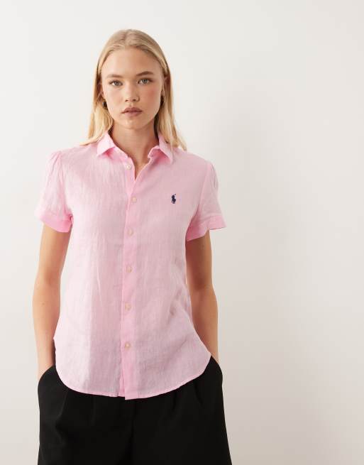 Polo Ralph Lauren – Kurzärmliges, sportliches Hemd aus Webstoff in Rosa, 4 von 4