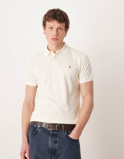 Polo Ralph Lauren – Kurzärmliges Strick-T-Shirt in Cremeweiß mit Markenlogo - view 1