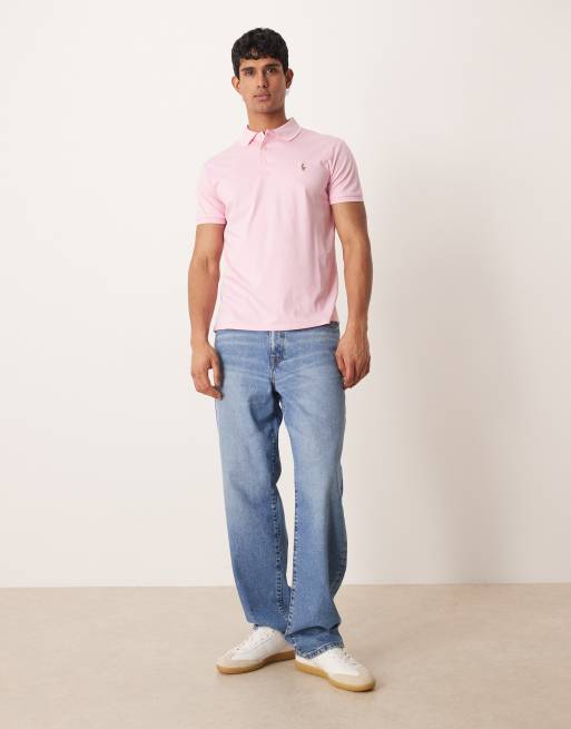 Polo Ralph Lauren – Kurzärmliges Strick-T-Shirt in Rosa mit Markenlogo, 2 von 5